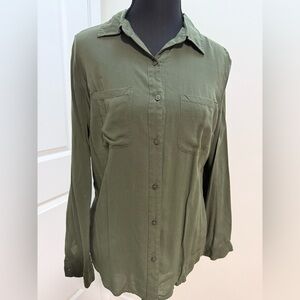 A.N.A. army green button-up blouse